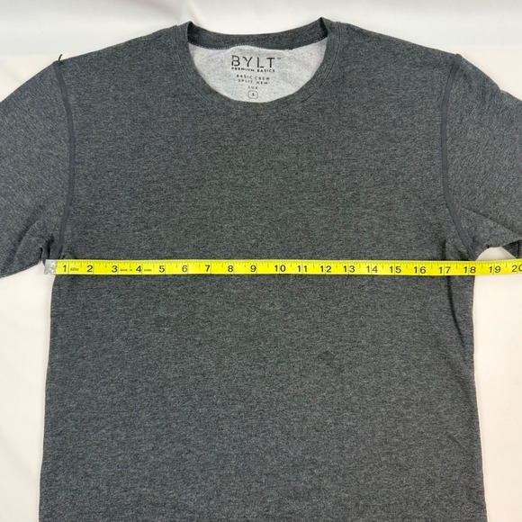 BYLT Premium Basics Men's Dark Gray Crew Neck Split Hem T-Shirt Size S LUX - Picture 3 of 5